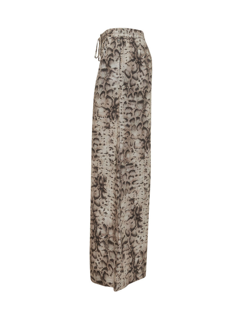 Beige Printed Loose Drawstring Pants 3