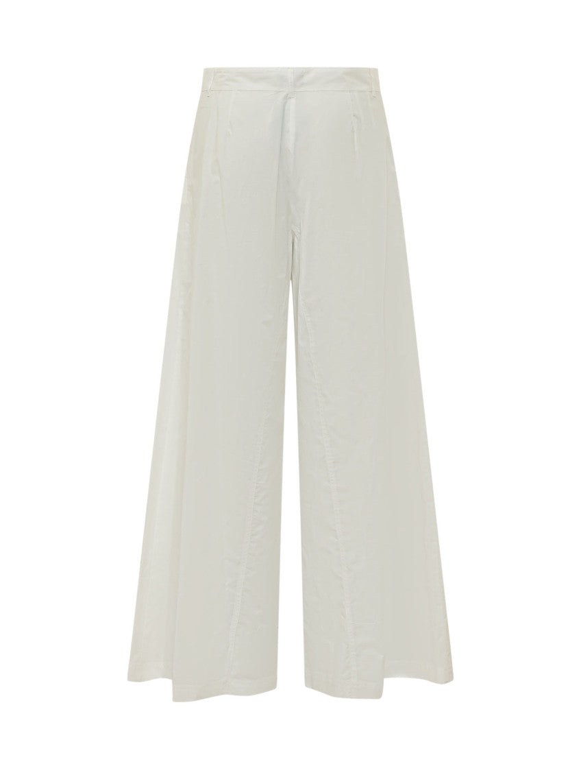 White Relaxed Flat Front Pants 2