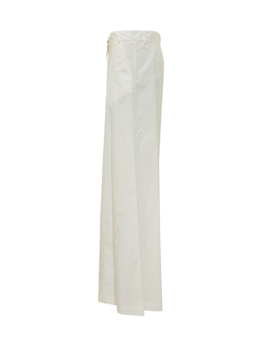White Relaxed Flat Front Pants 3