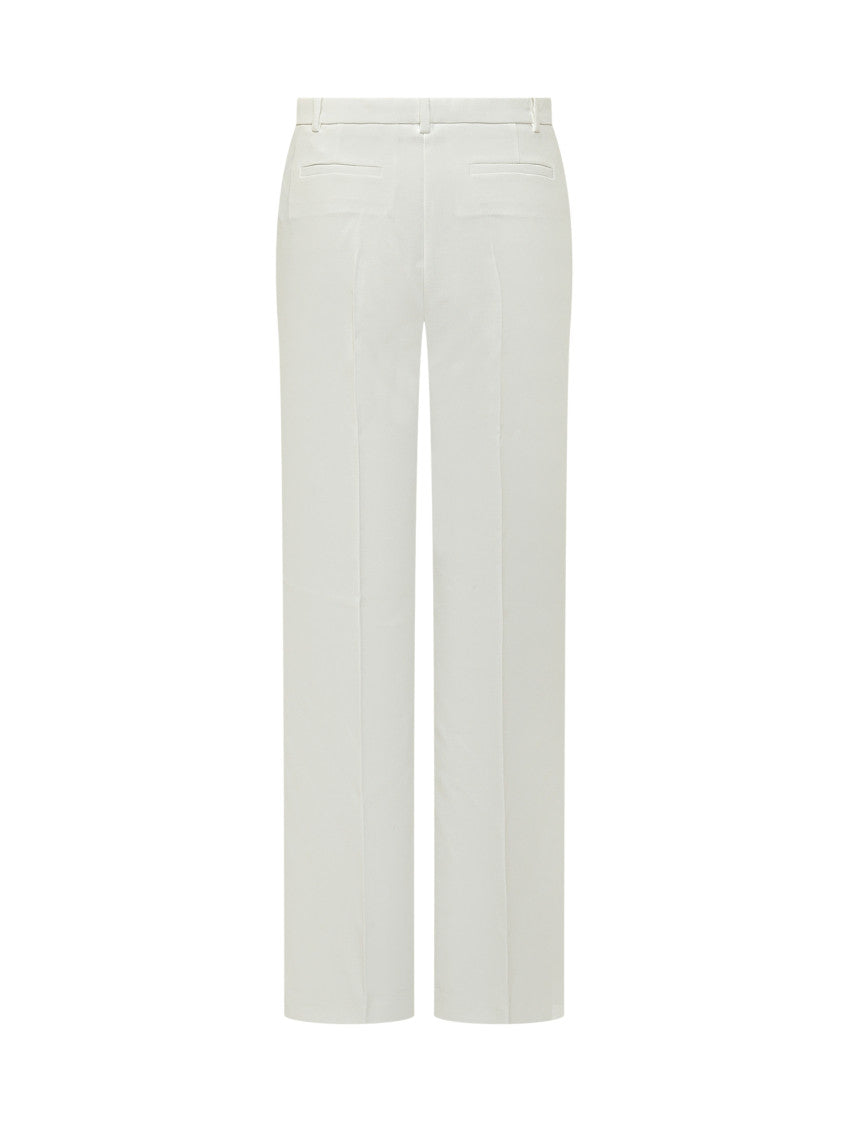 White Straight Flat Front Pants 2