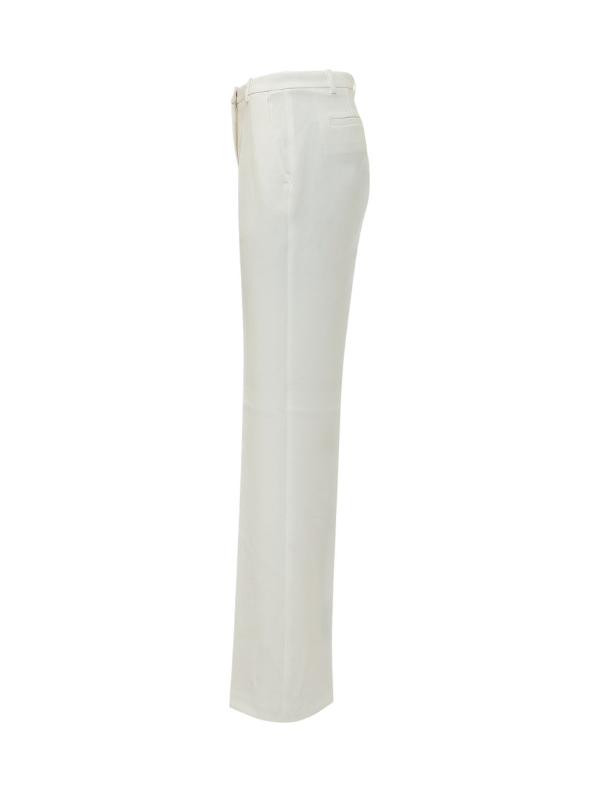 White Straight Flat Front Pants 3