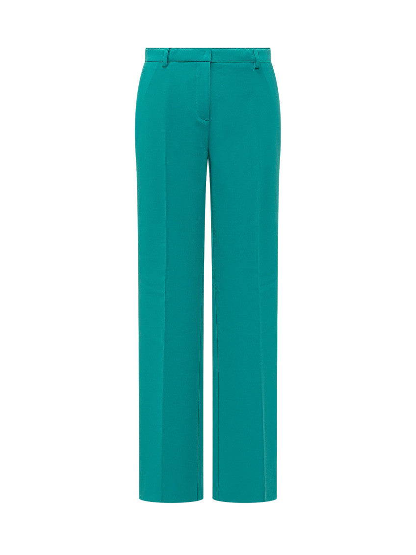 Green Straight Flat Front Pants 1