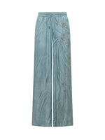Blue Embroidered Relaxed Drawstring Pants 1