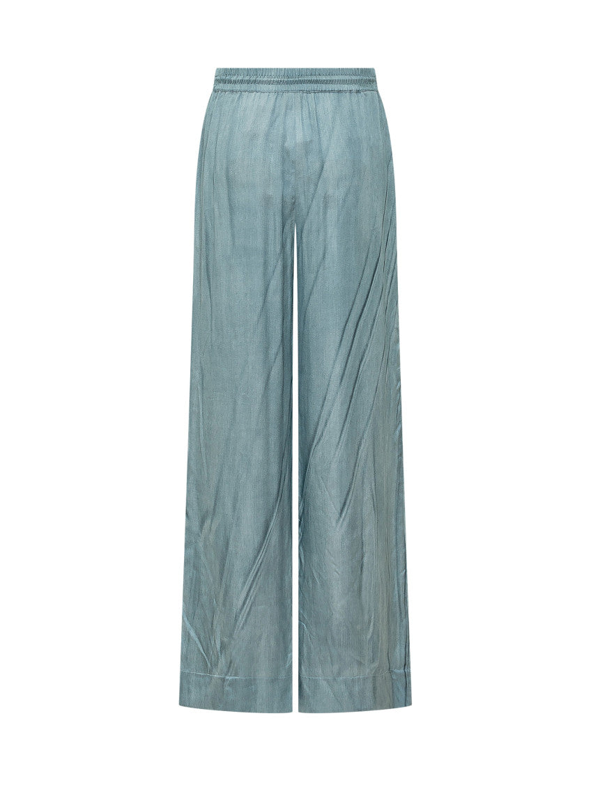 Blue Embroidered Relaxed Drawstring Pants 2