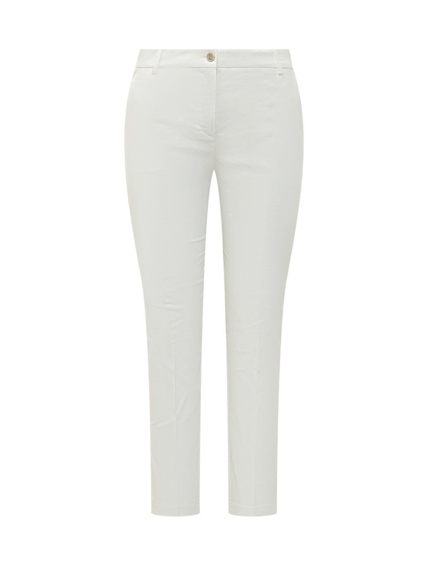 White Slim Flat Front Pants 1
