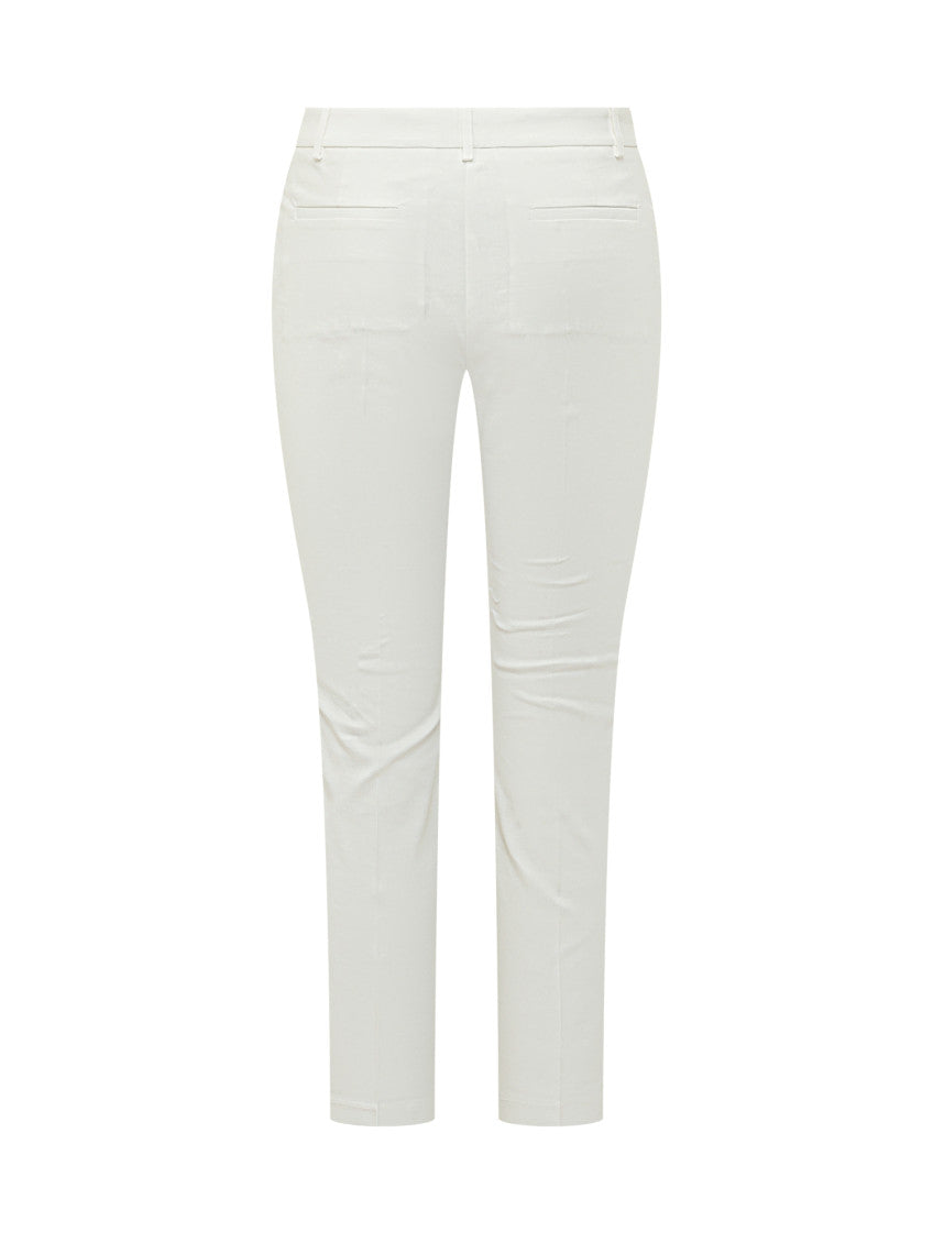 White Slim Flat Front Pants 2