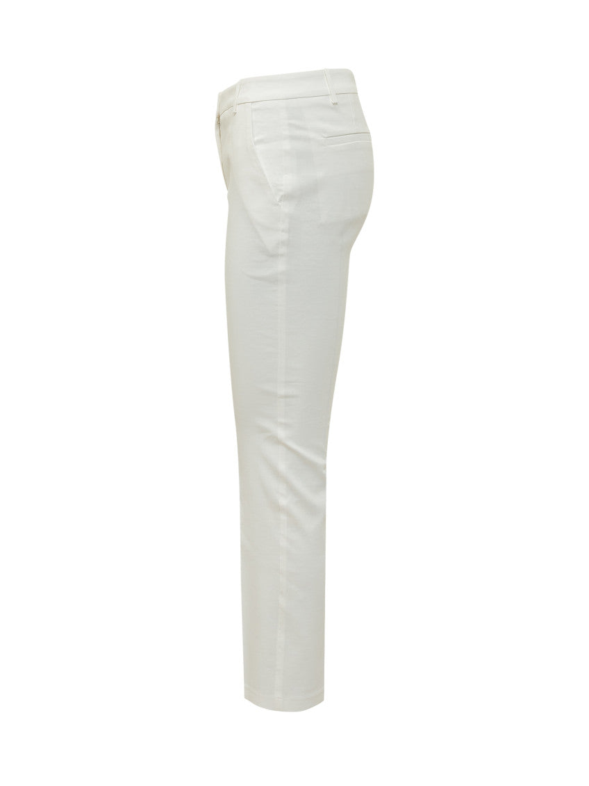 White Slim Flat Front Pants 3