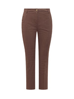 Brown Slim Flat Front Pants 1
