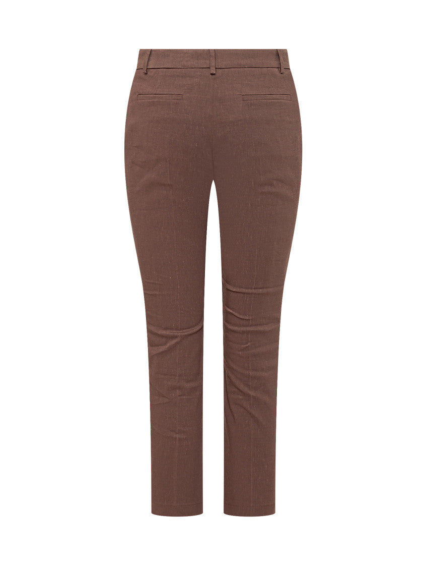 Brown Slim Flat Front Pants 2