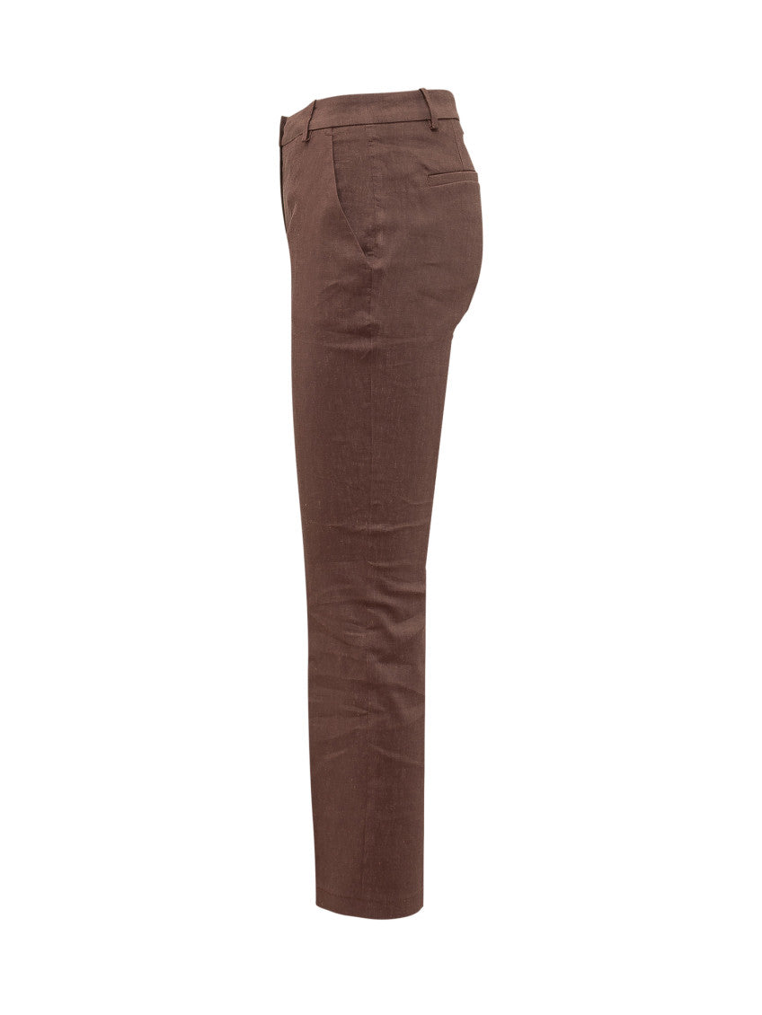 Brown Slim Flat Front Pants 3