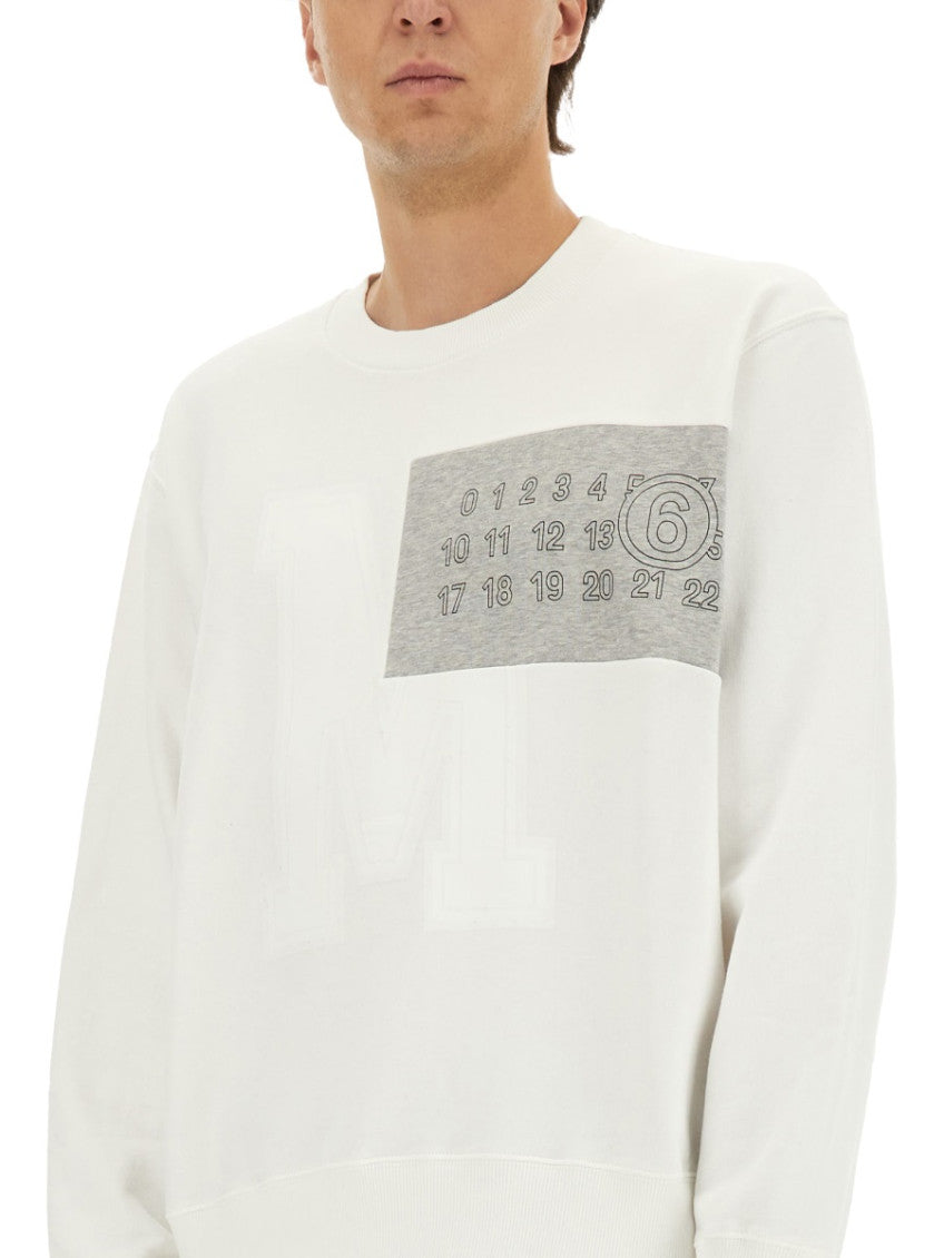 White Logo Crew Neck Sweatshirt 4
