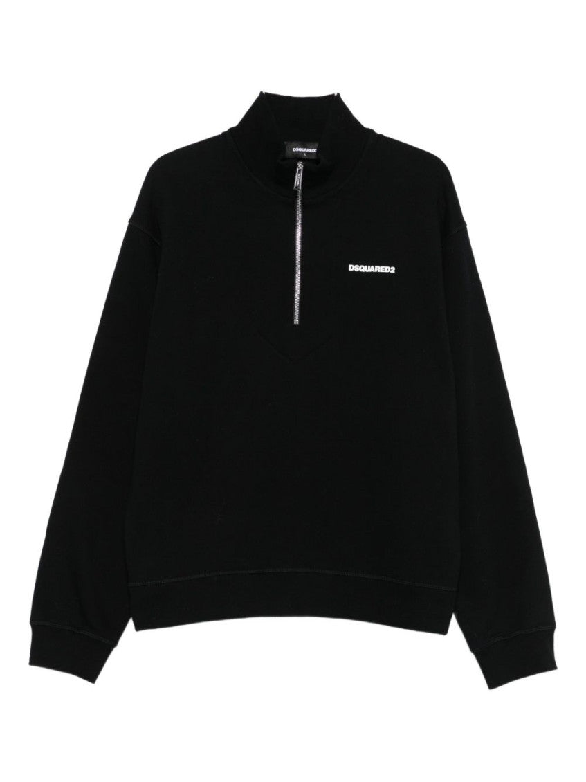 Black Logo Mock Collar Sweatshirt 1