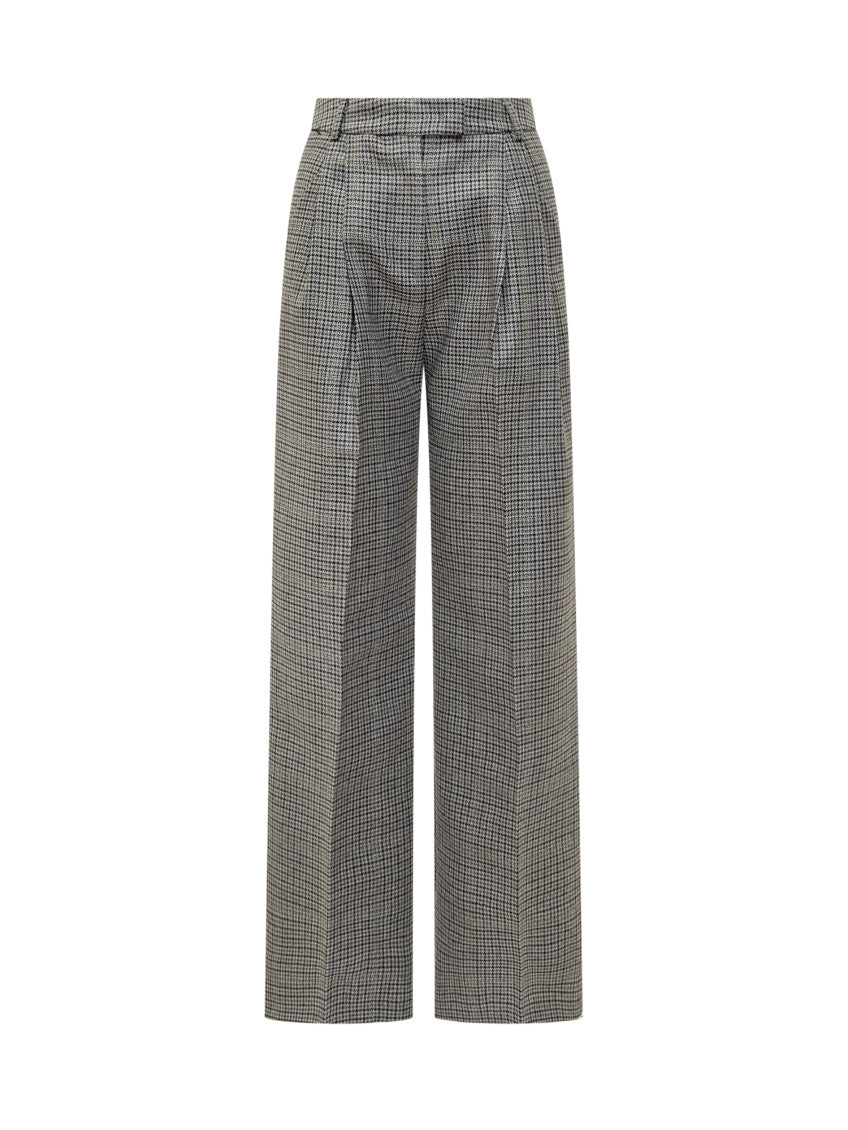 Grey Tailored Checks Pleated Pants 1