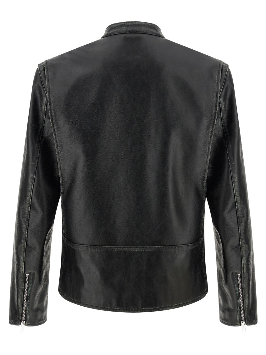 Black Solid Mandarin Collar Jacket 2