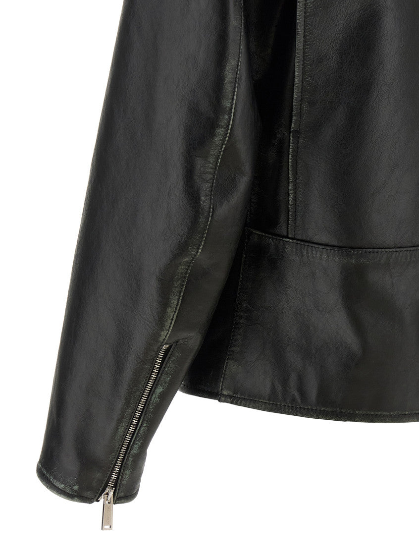 Black Solid Mandarin Collar Jacket 3