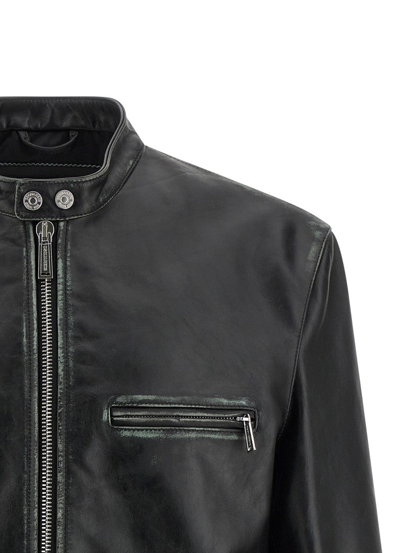 Black Solid Mandarin Collar Jacket 4