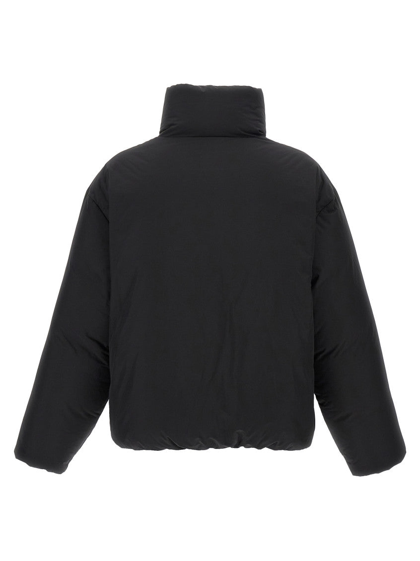 Black Solid Mock Collar Jacket 2