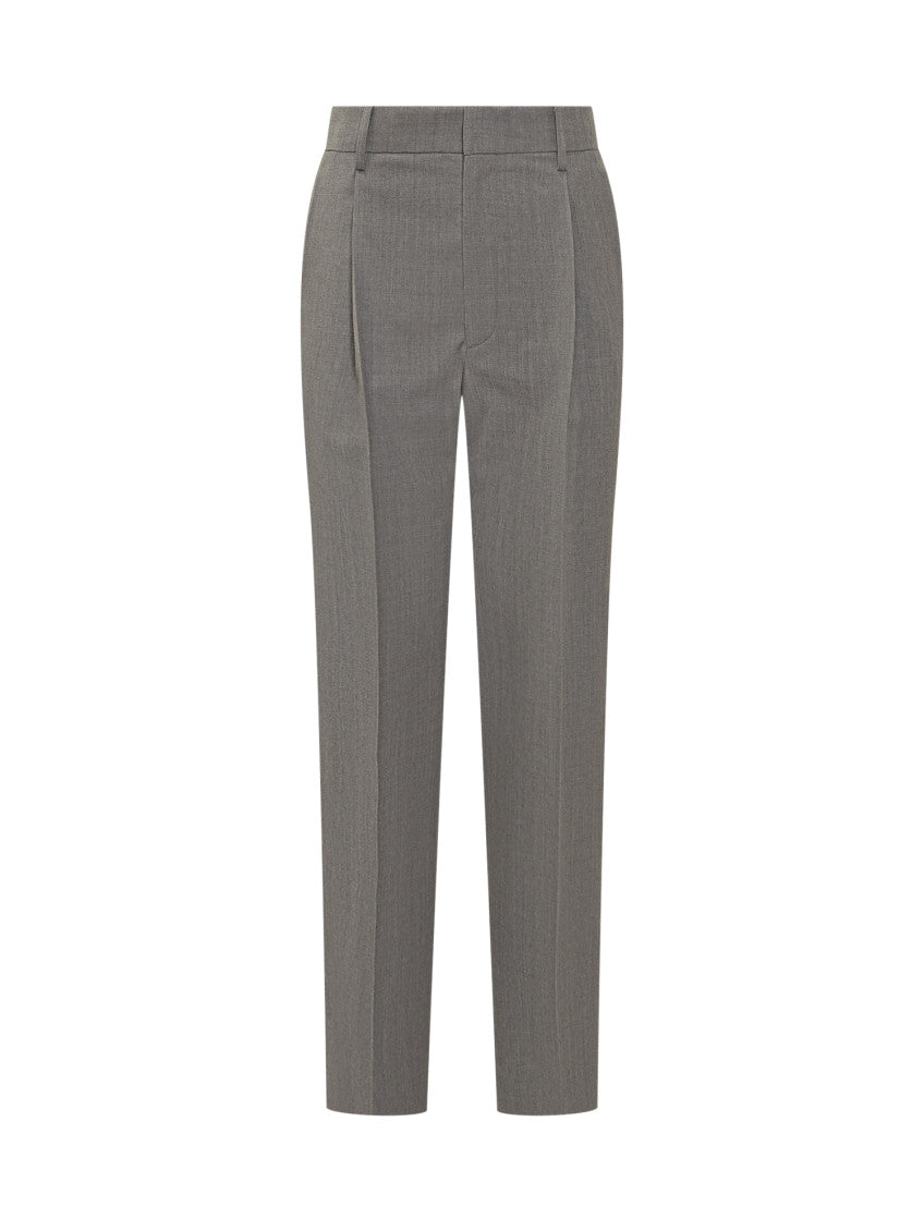 Grey Straight Flat Front Pants 1
