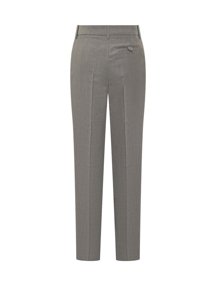 Grey Straight Flat Front Pants 2