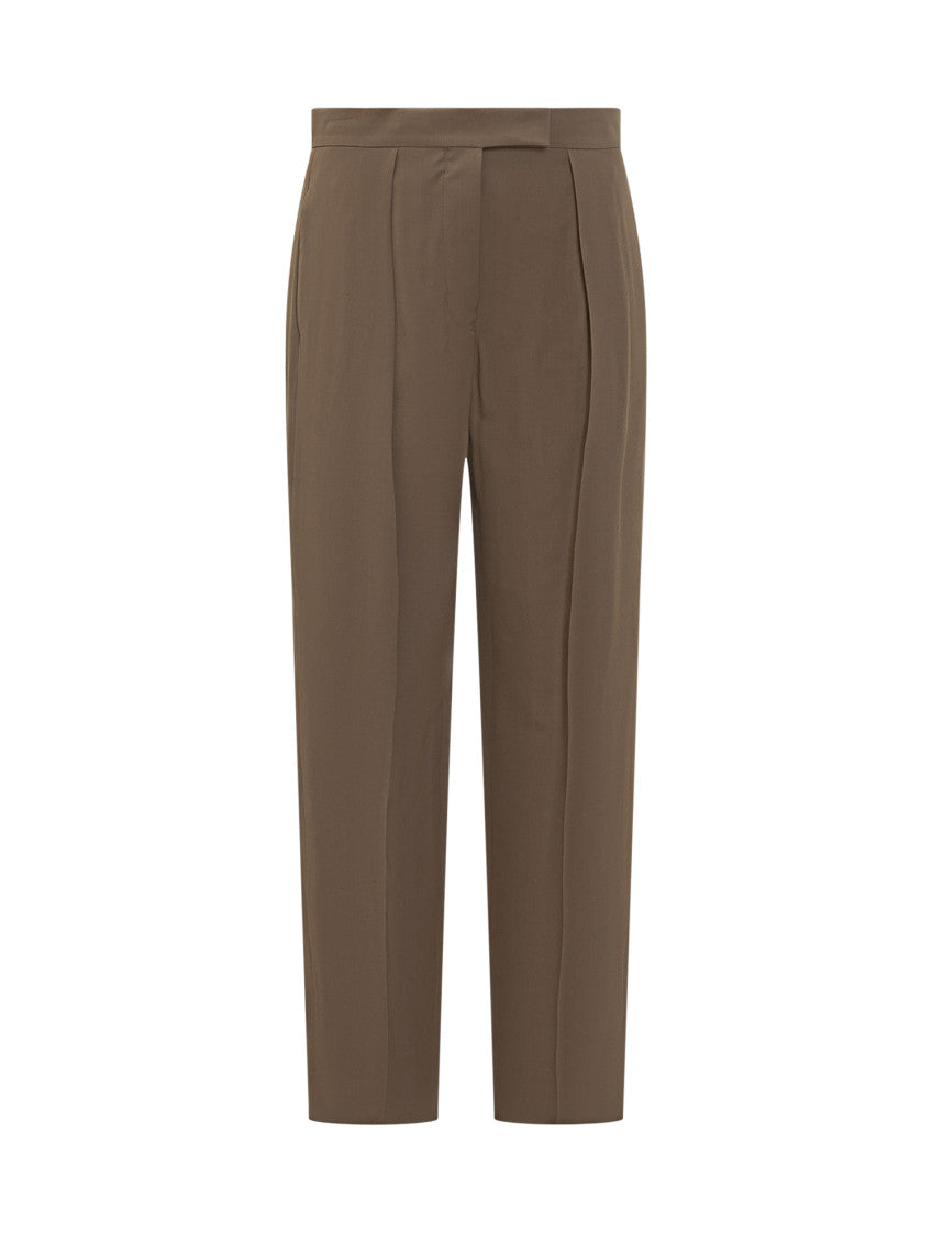 Olive Green Tailored Flat Front Pants 1