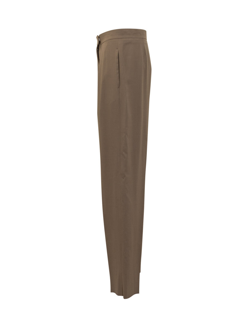 Olive Green Tailored Flat Front Pants 3