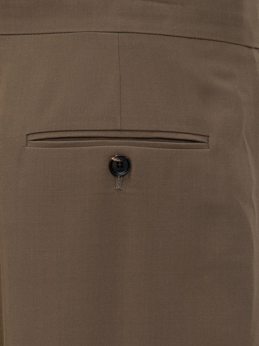 Olive Green Tailored Flat Front Pants 4