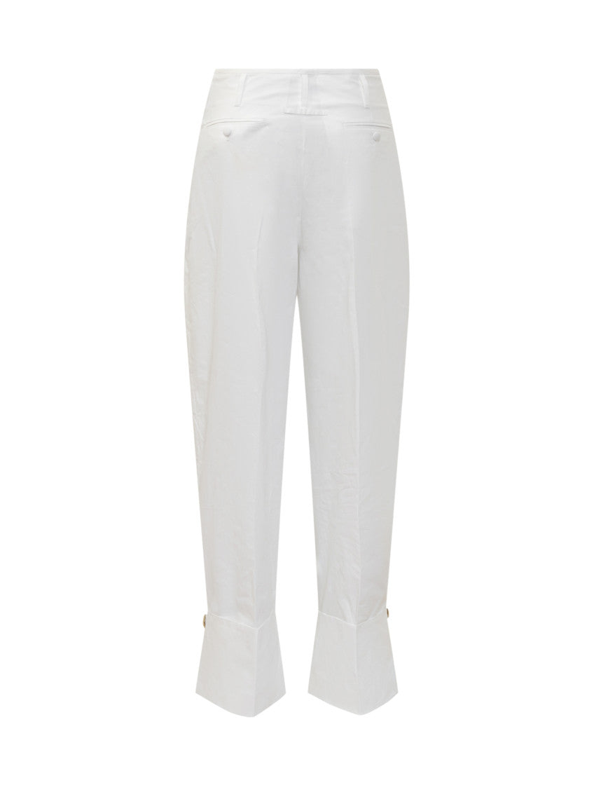 White Relaxed Flat Front Pants 2