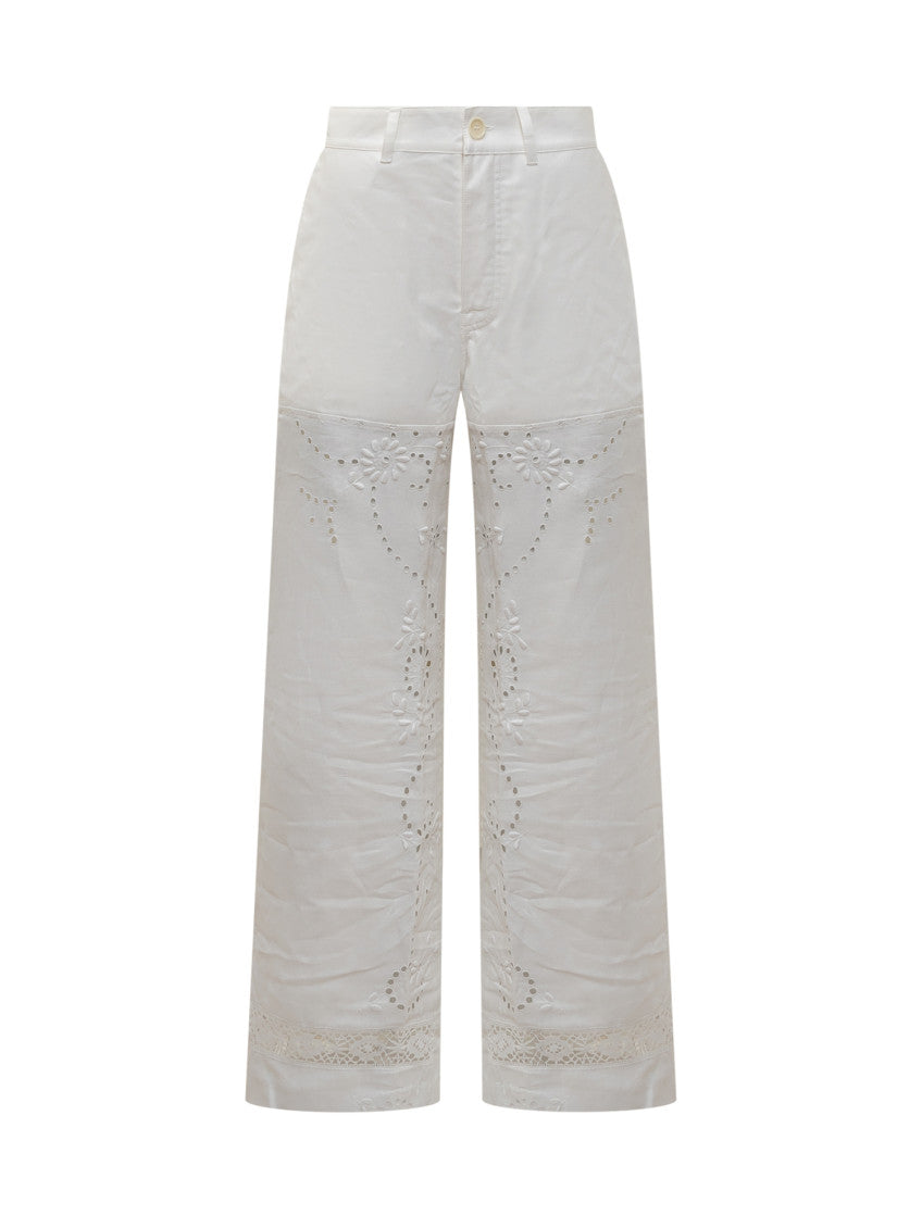 White Relaxed Flat Front Pants 1