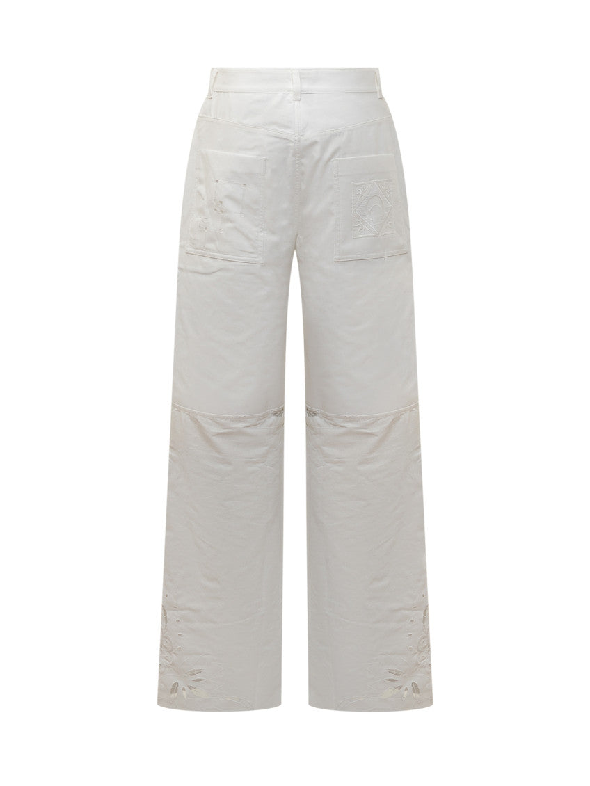 White Relaxed Flat Front Pants 2