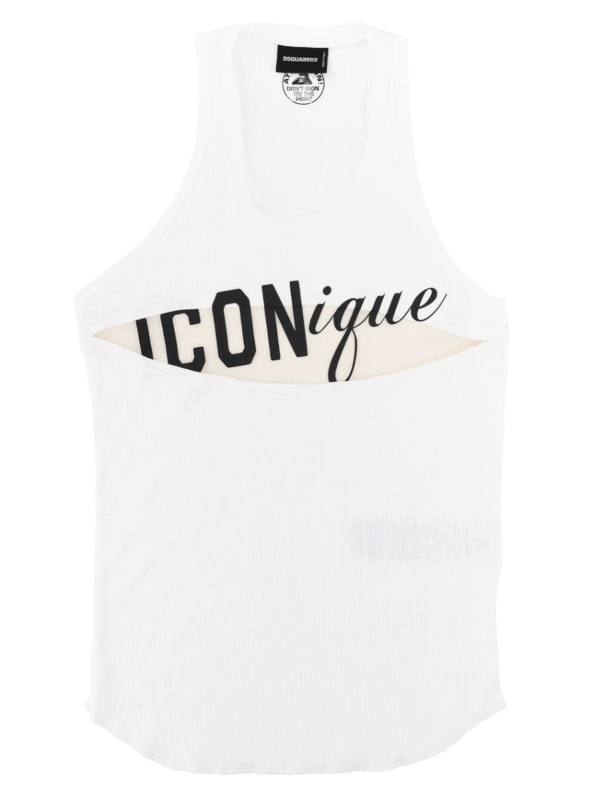White Graphic Round Neck Top 1