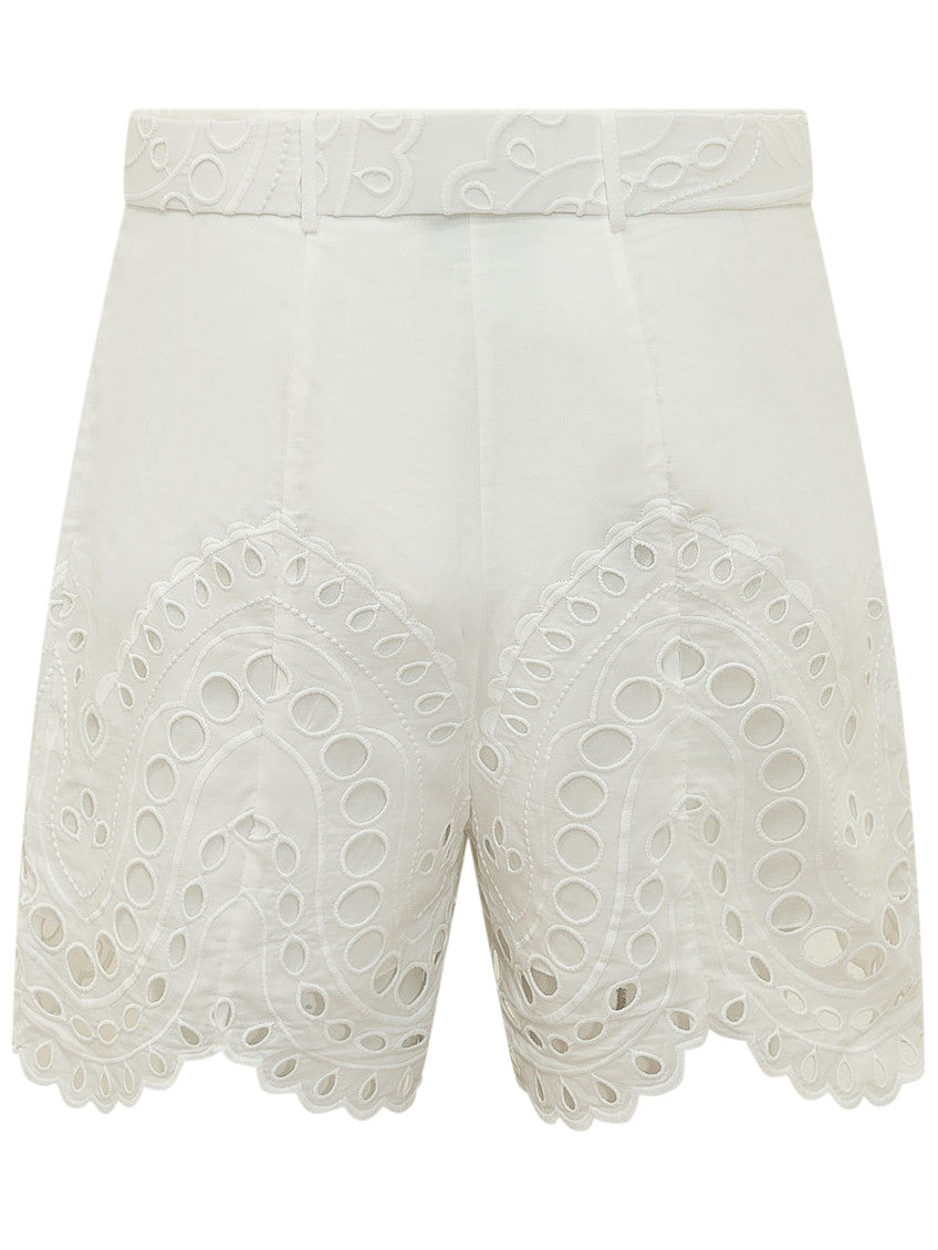 White Embroidered Shorts 2