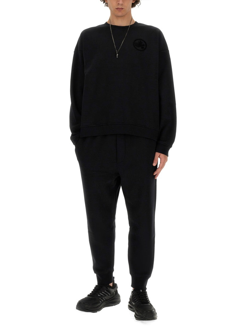 Black Solid Crew Neck Sweatshirt 2