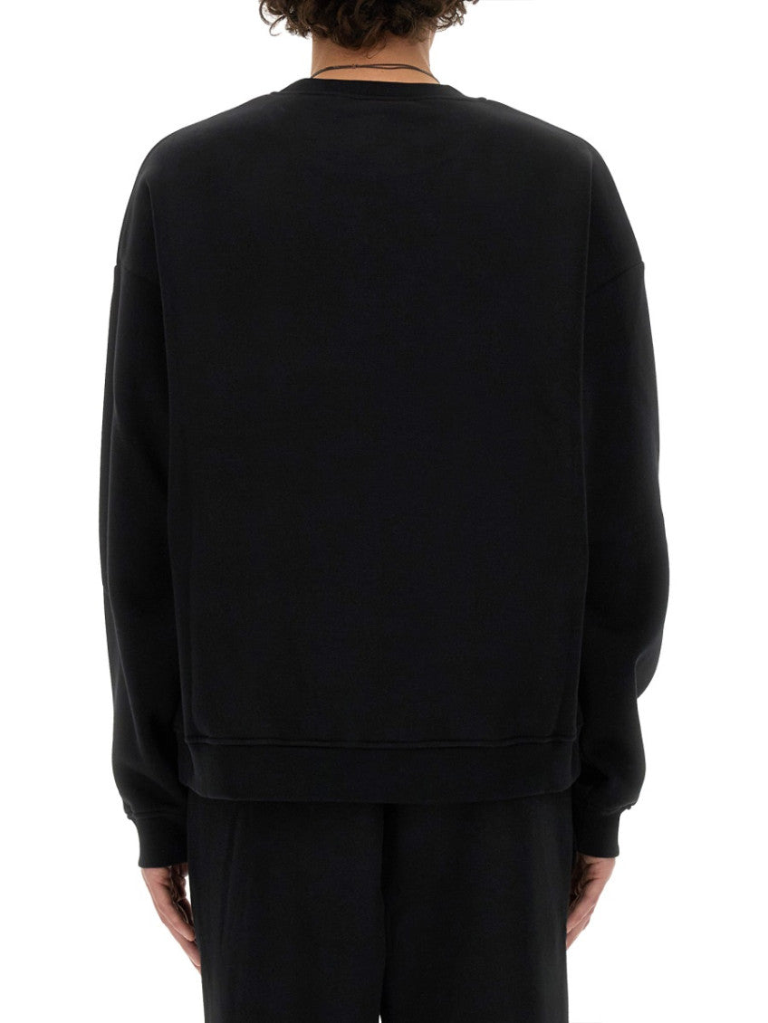 Black Solid Crew Neck Sweatshirt 3