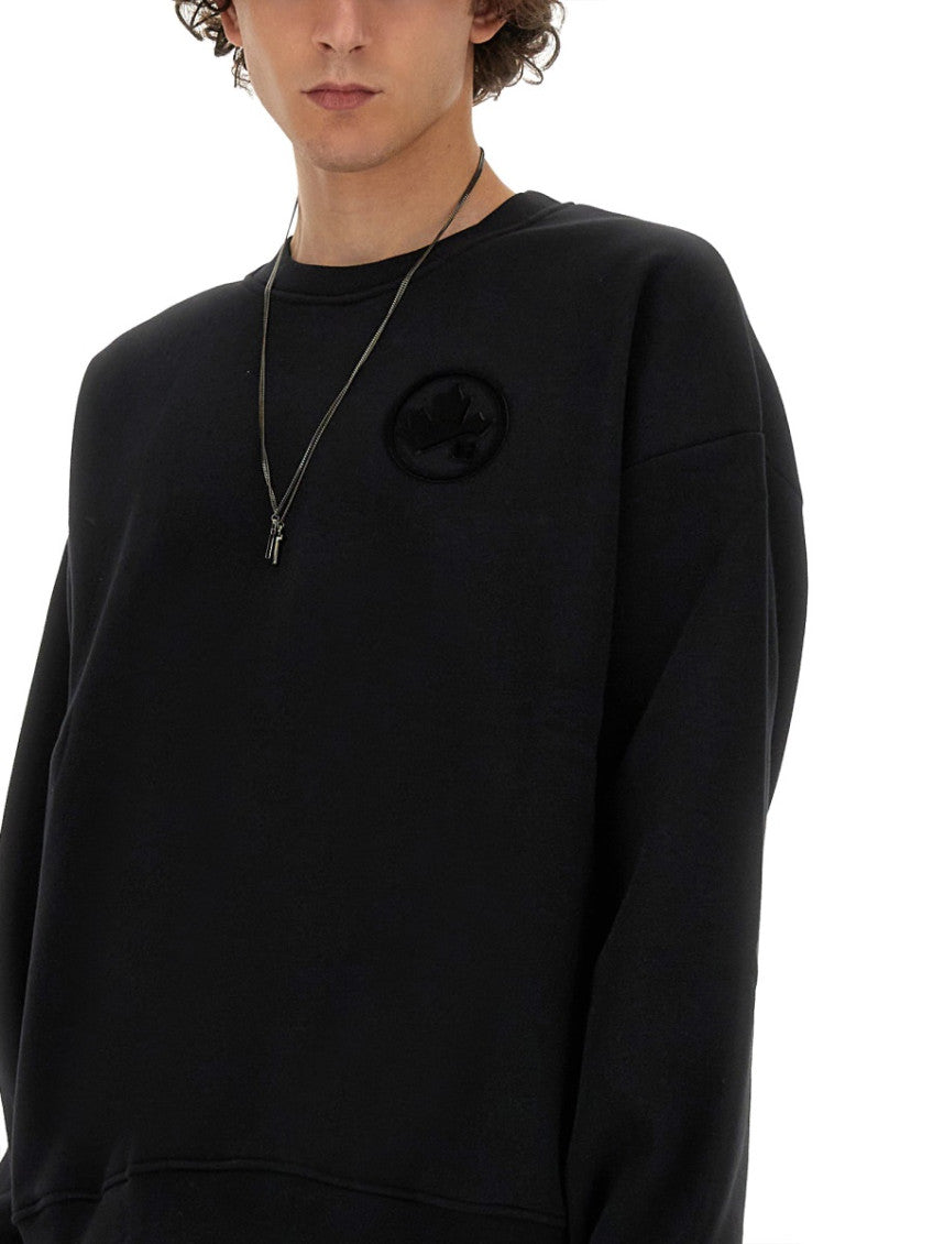 Black Solid Crew Neck Sweatshirt 4