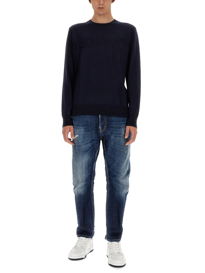 Blue Logo Crew Neck Sweater 2