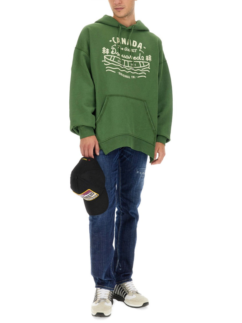 Green Graphic Hood Sweatshirt 2