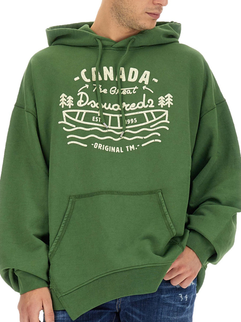 Green Graphic Hood Sweatshirt 4