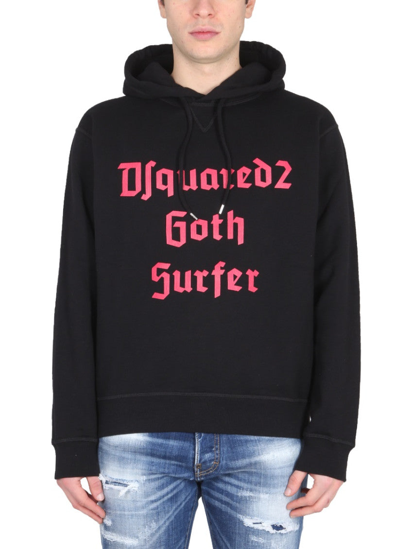 Black Graphic Hood Sweatshirt 1