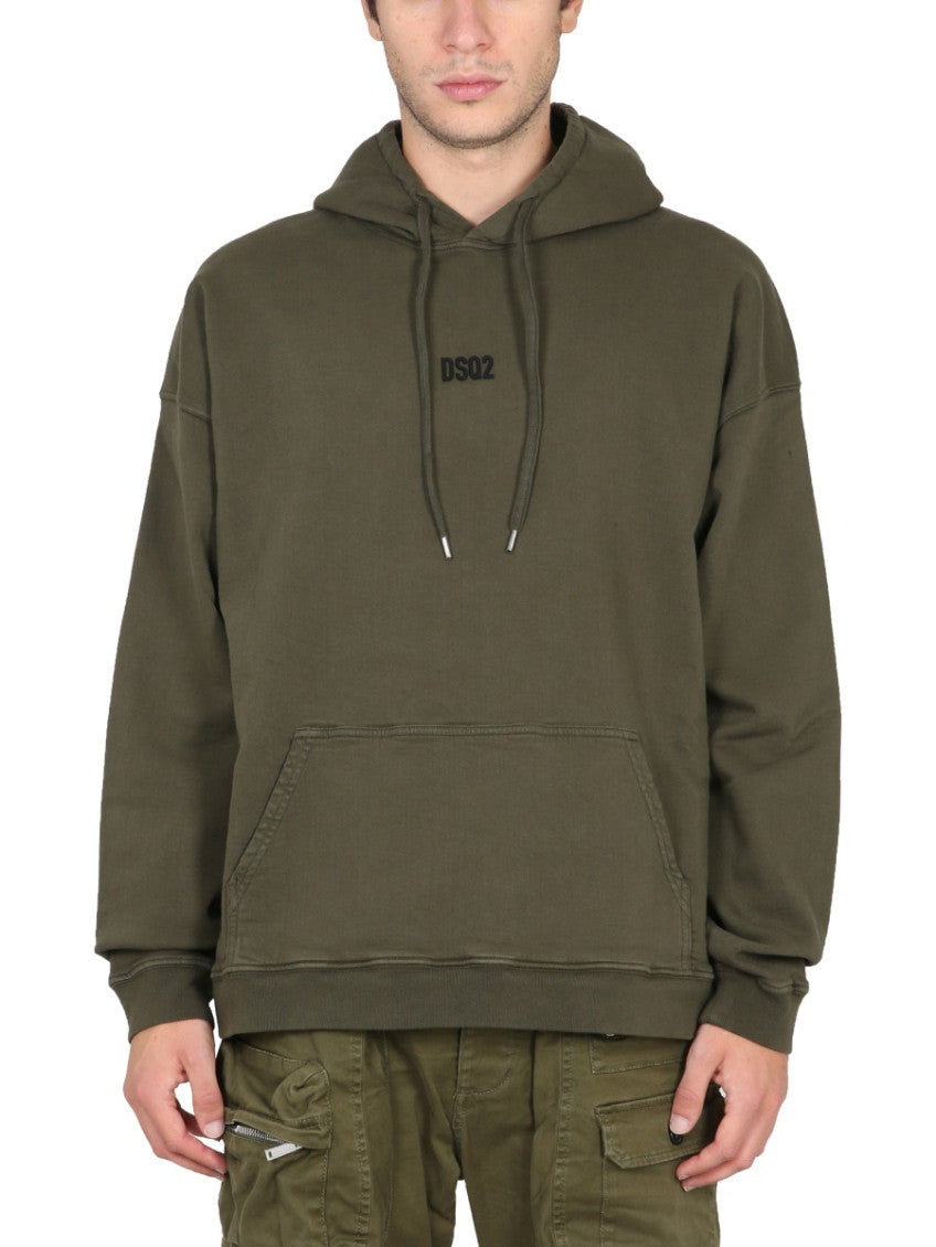 Khaki Logo Hood Sweatshirt 1