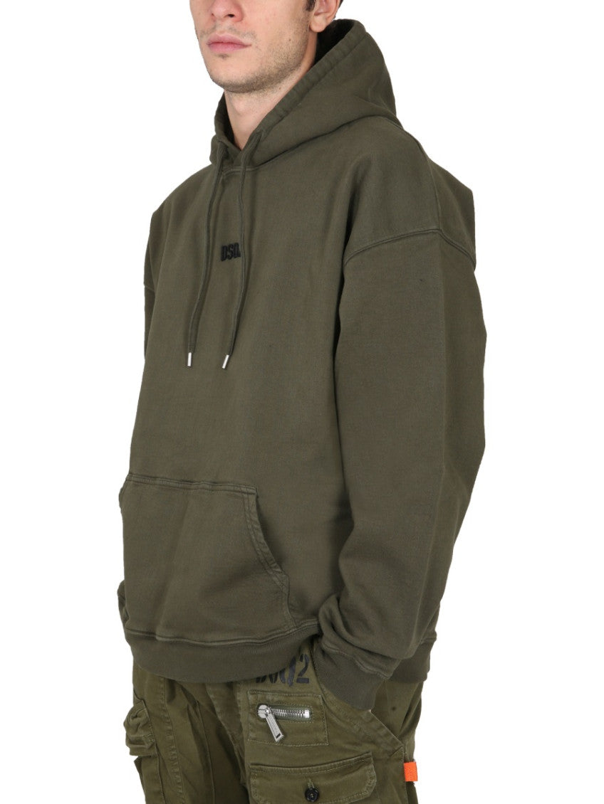 Khaki Logo Hood Sweatshirt 4