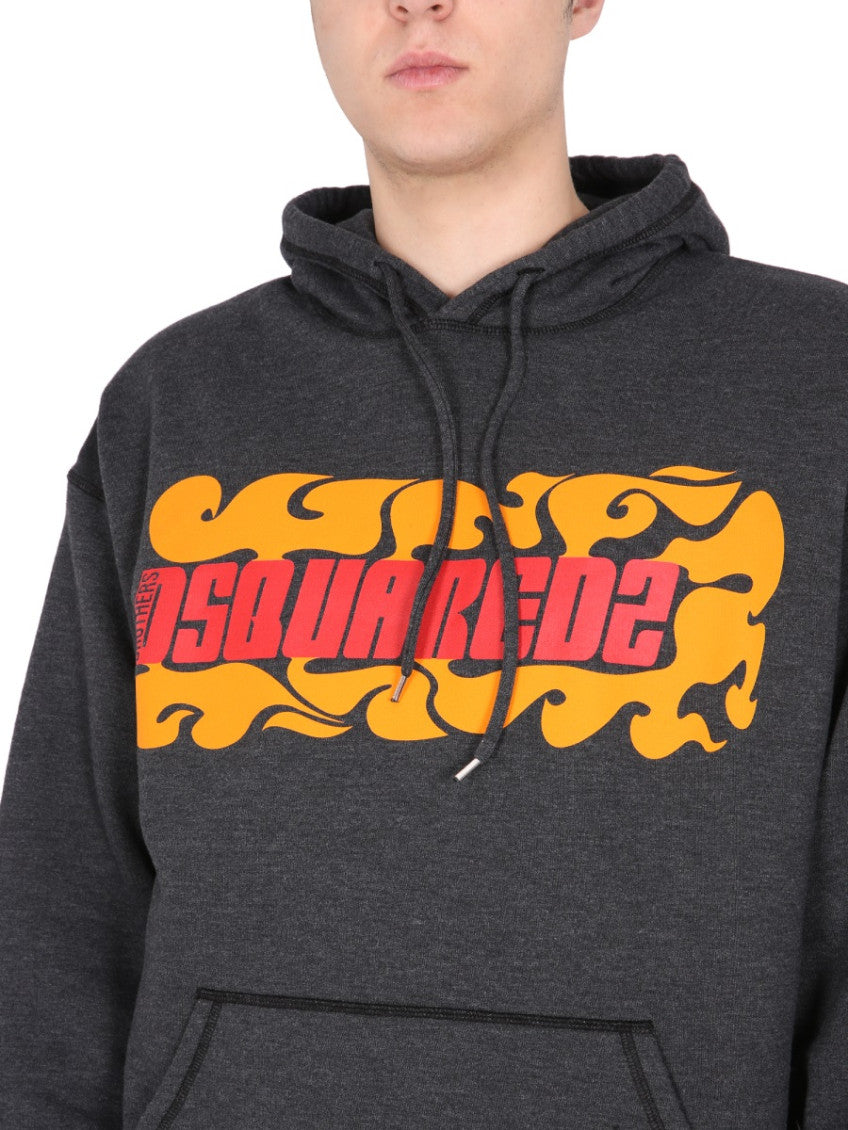 Black Graphic Hood Sweatshirt 4