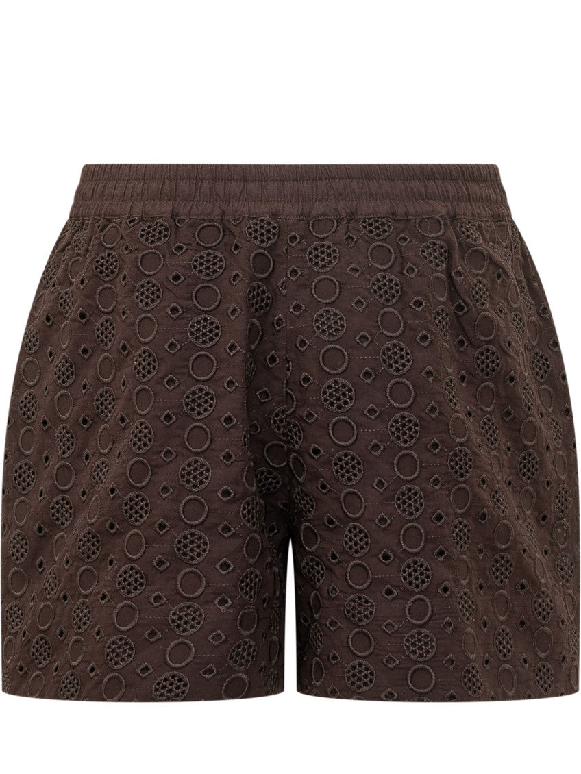 Brown Embroidered Shorts 2