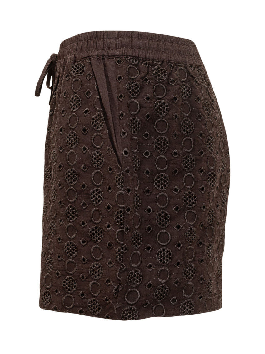 Brown Embroidered Shorts 3