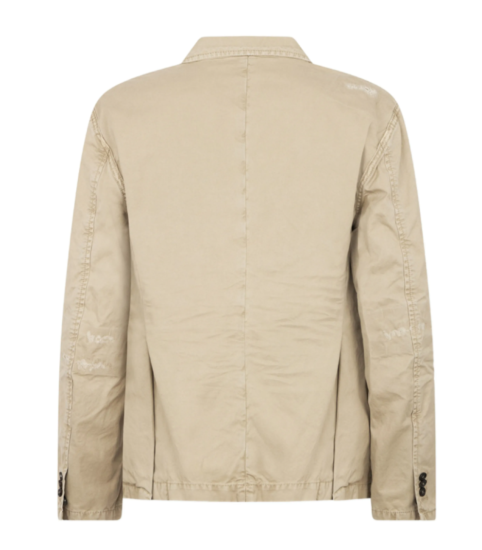 Beige Solid Notched Lapel Blazer 2