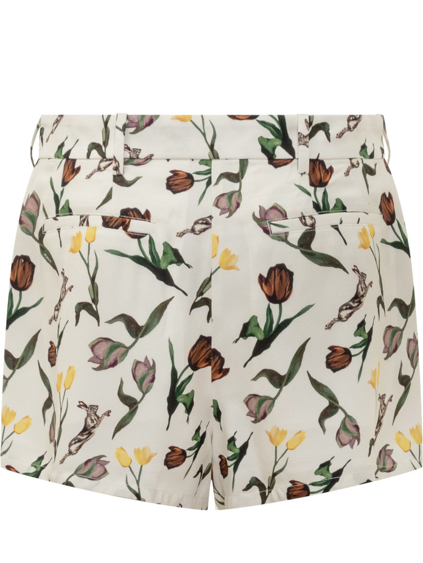White Floral Shorts 2