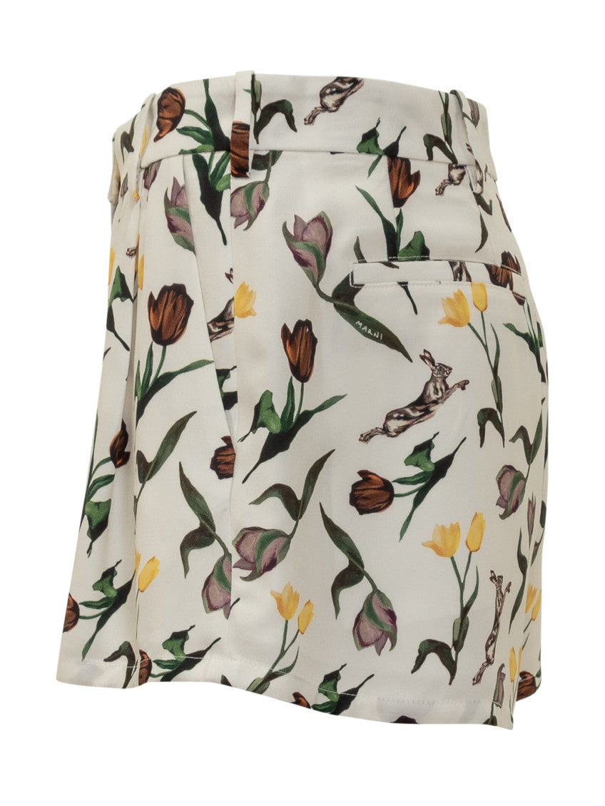White Floral Shorts 3