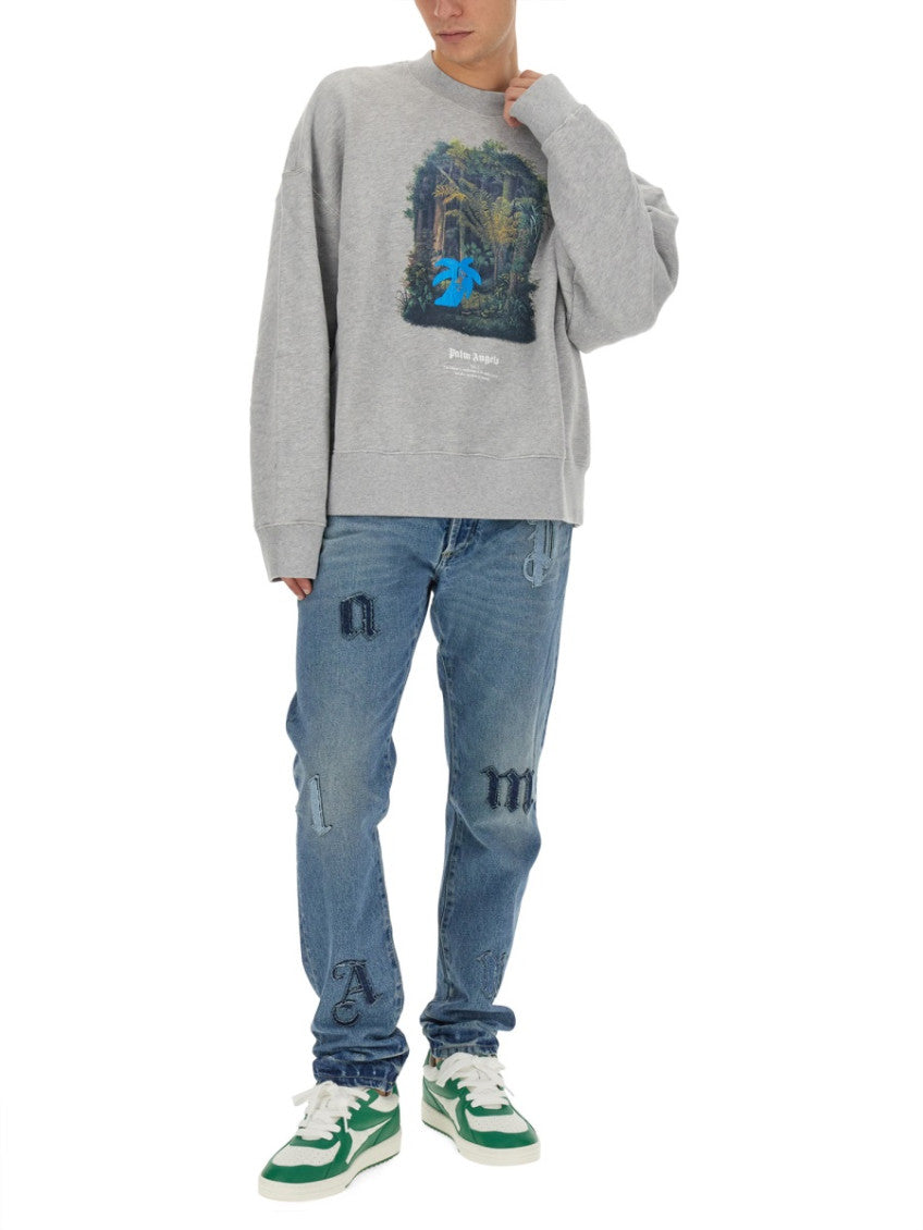 Grey Graphic Crew Neck Sweatshirt 2