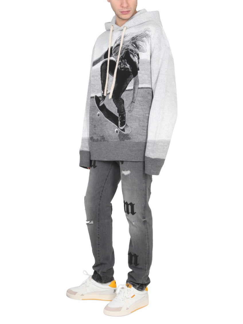 Grey Graphic Hood Sweater 2