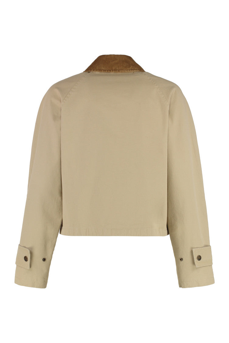 Beige Solid Shirt Collar Jacket 2