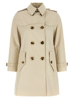 Beige Solid Shirt Collar Trench Coat 1